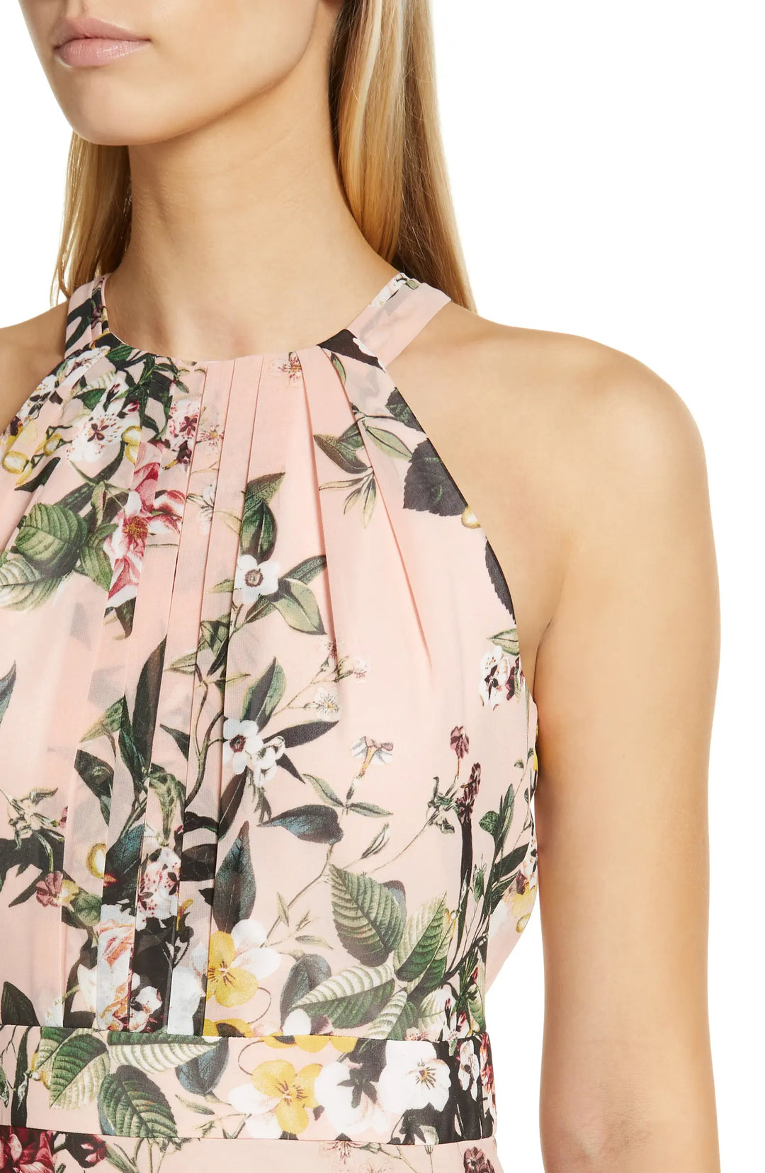 Eliza J Floral Print Halter Gown