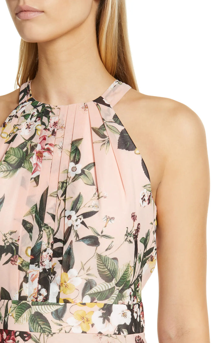 Eliza J Floral Print Halter Gown