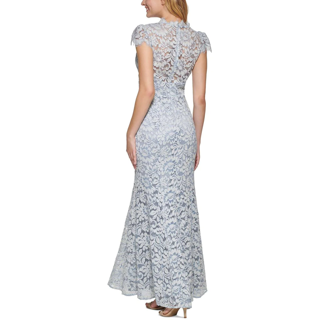 Eliza J Scalloped-Edge Lace Gown