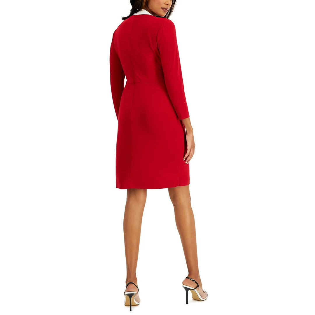 Kasper Colorblocked Cap-Sleeve Faux-Wrap Dress