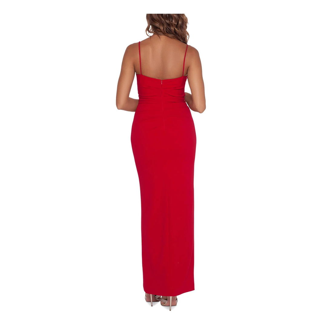 XSCAPE Ruffled High-Slit Gown