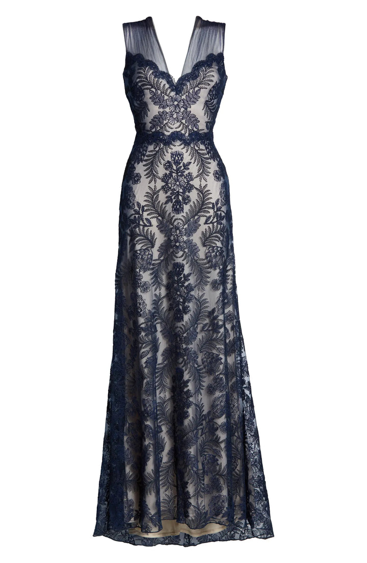 Tadashi Shoji Embroidered Lace Gown