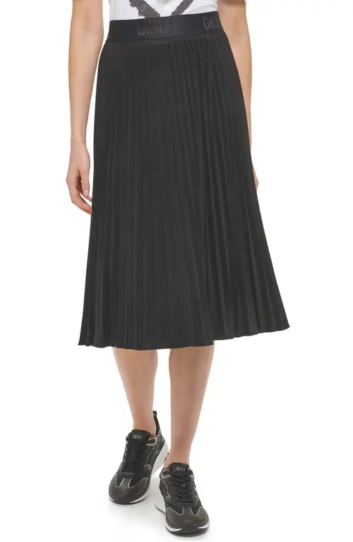 DKNY Women's Pleated Faux Suede Skirt