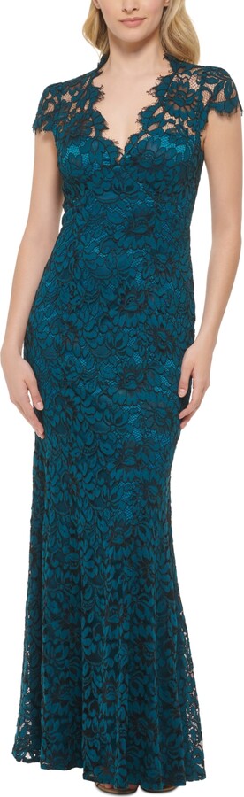 Eliza J Scalloped-Edge Lace Gown