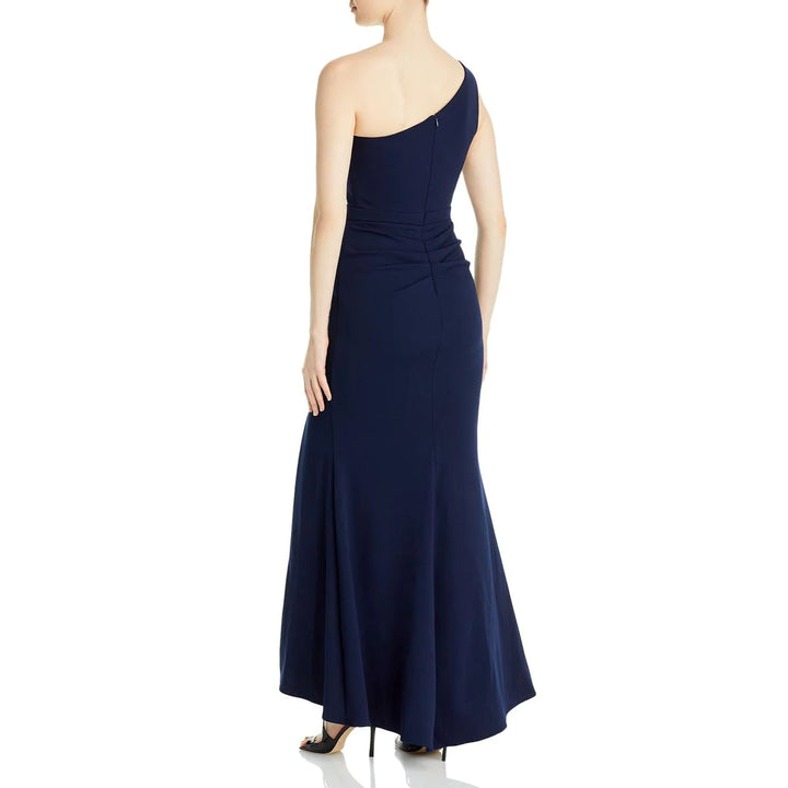 AQUA One Shoulder Cutout Crepe Gown