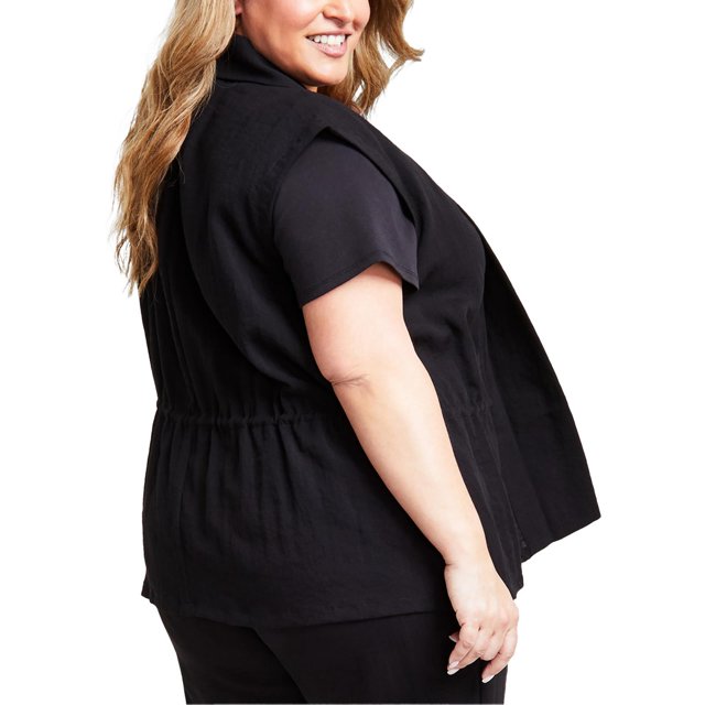 Calvin Klein Plus Size Open-Front Cap-Sleeve Vest