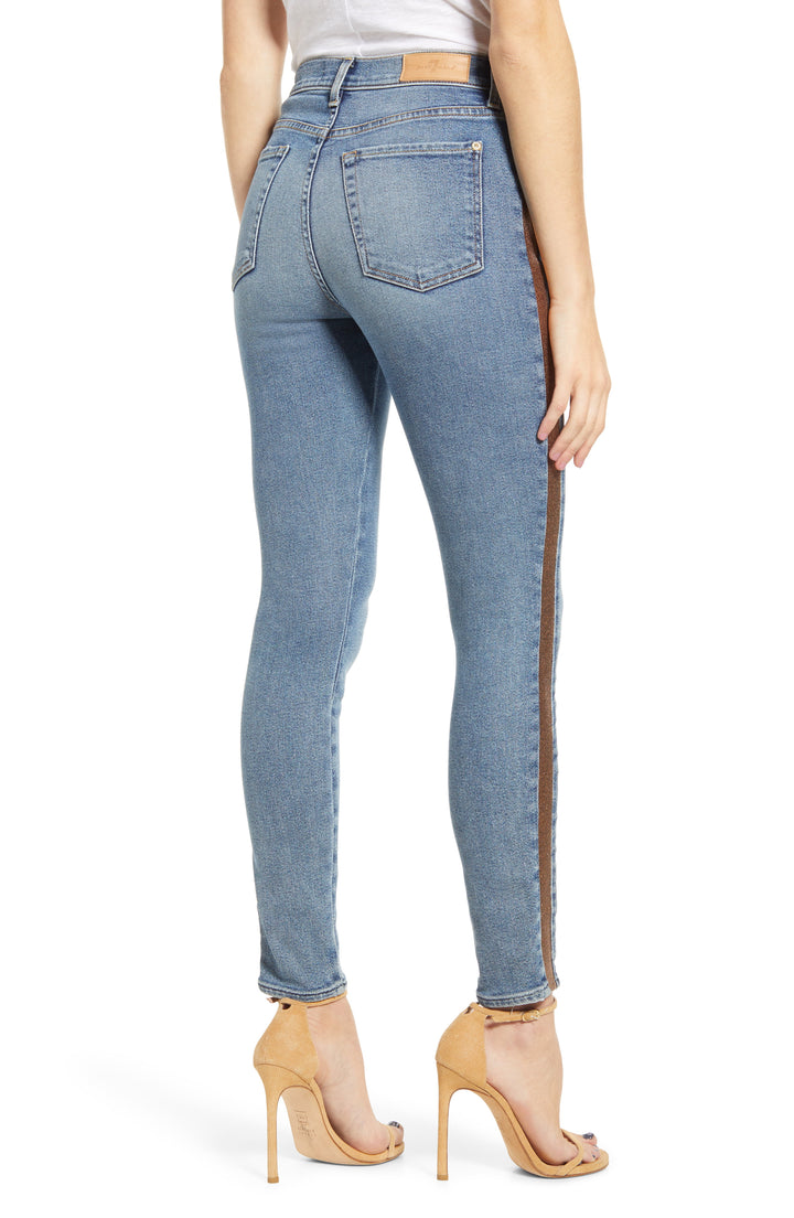 7 For All Mankind Shimmer Stripe Skinny Ankle Jeans