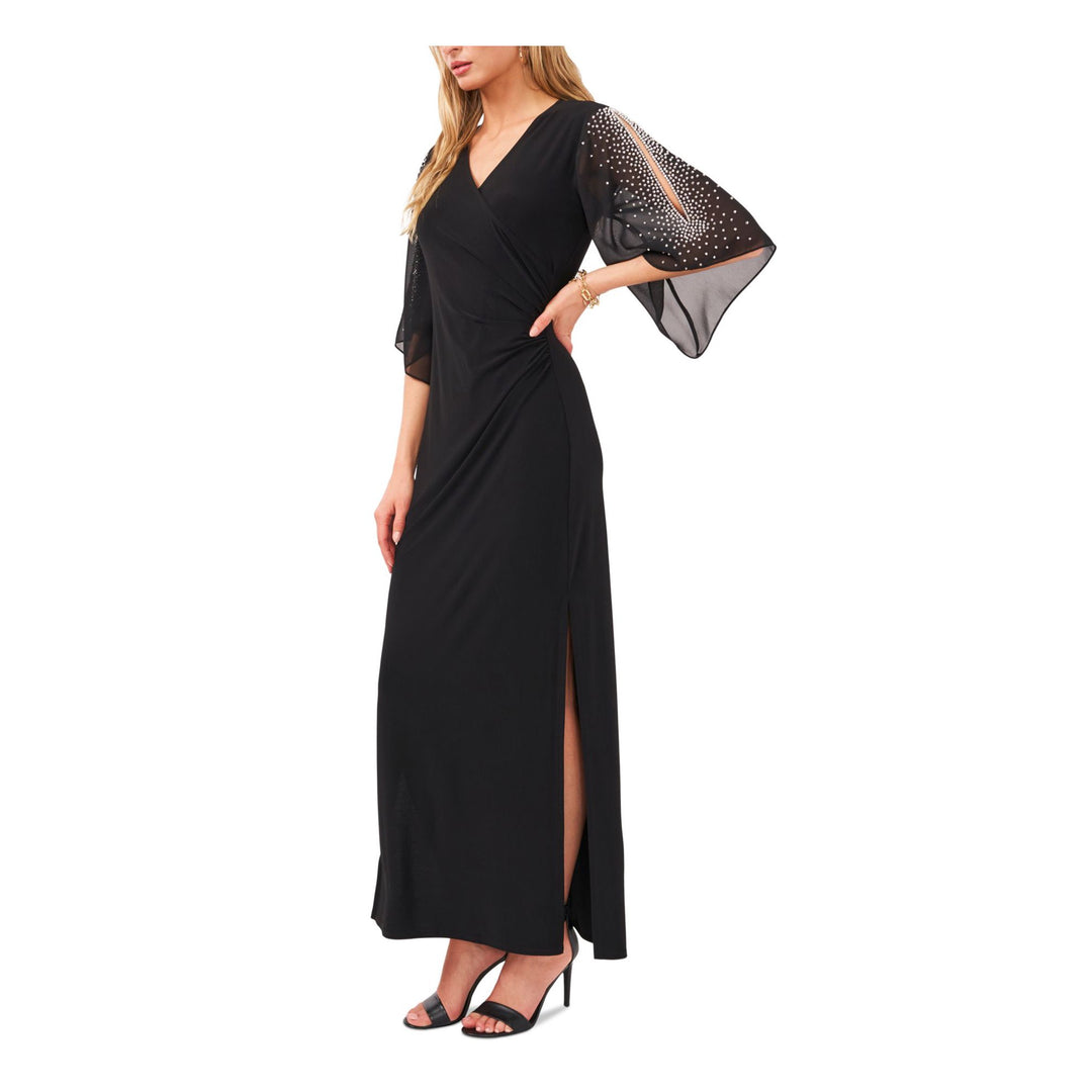 MSK Beaded-Sleeve Gown