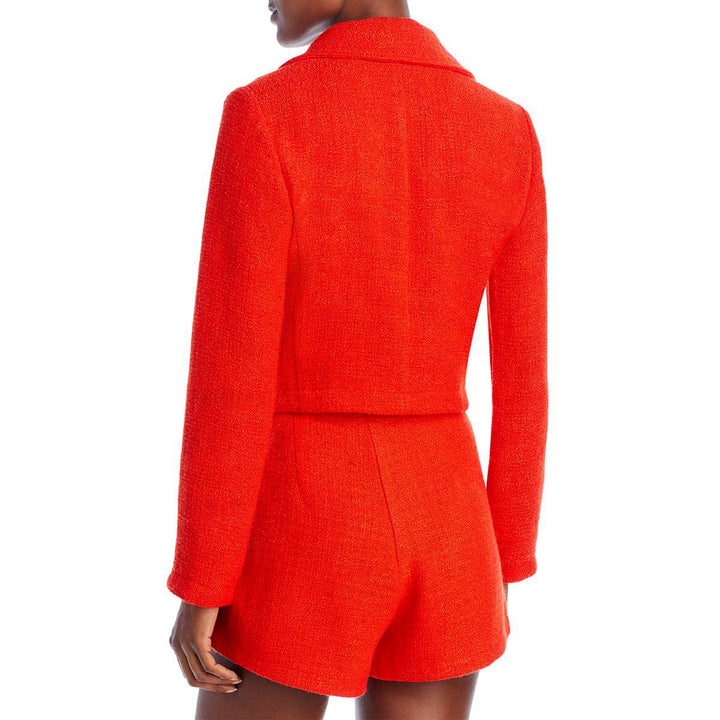 AQUA Tweed Double Breasted Cropped Blazer