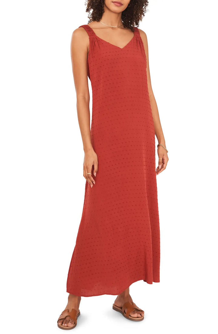 Vince Camuto Clip-Dot V-Neck Maxi Dress