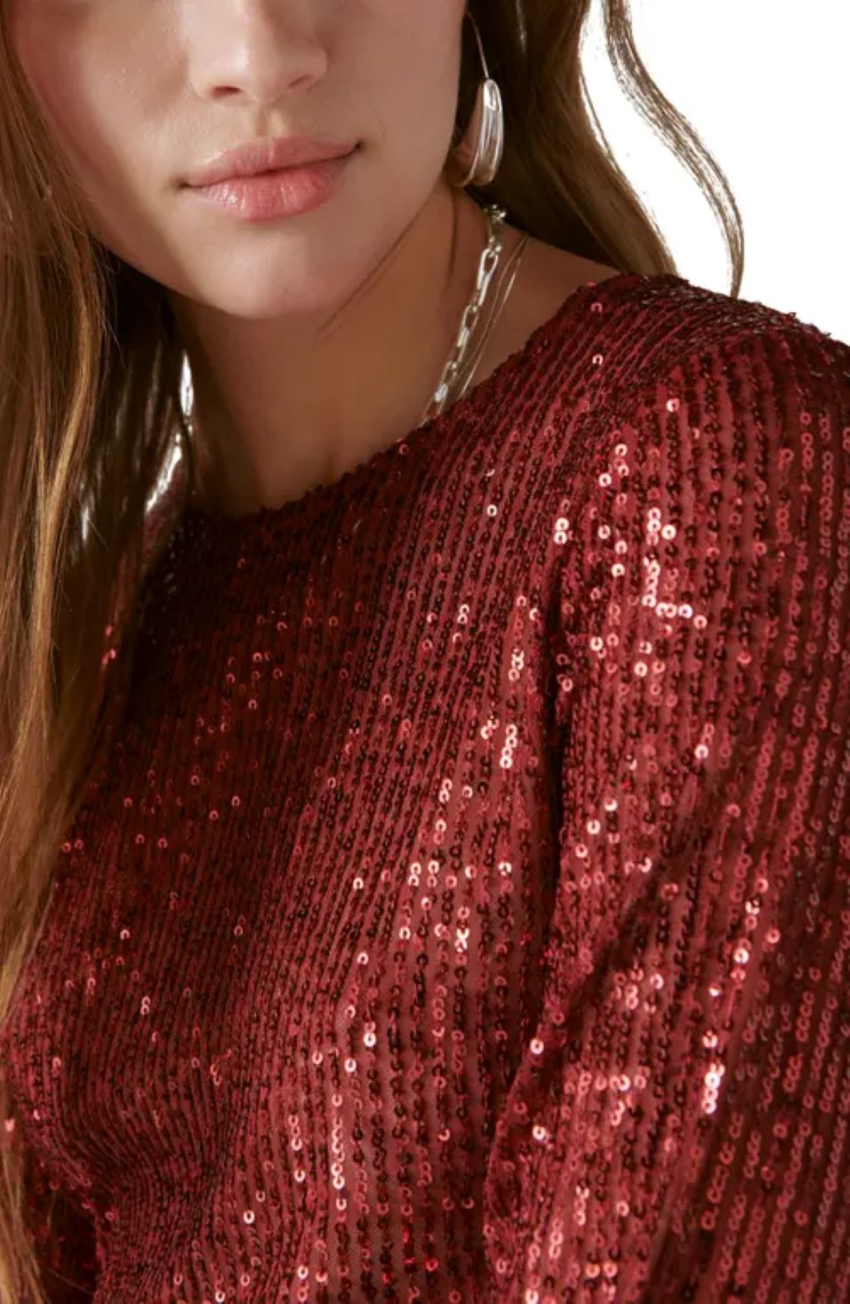 Lucky Brand Sequin Knit Long-Sleeve Top