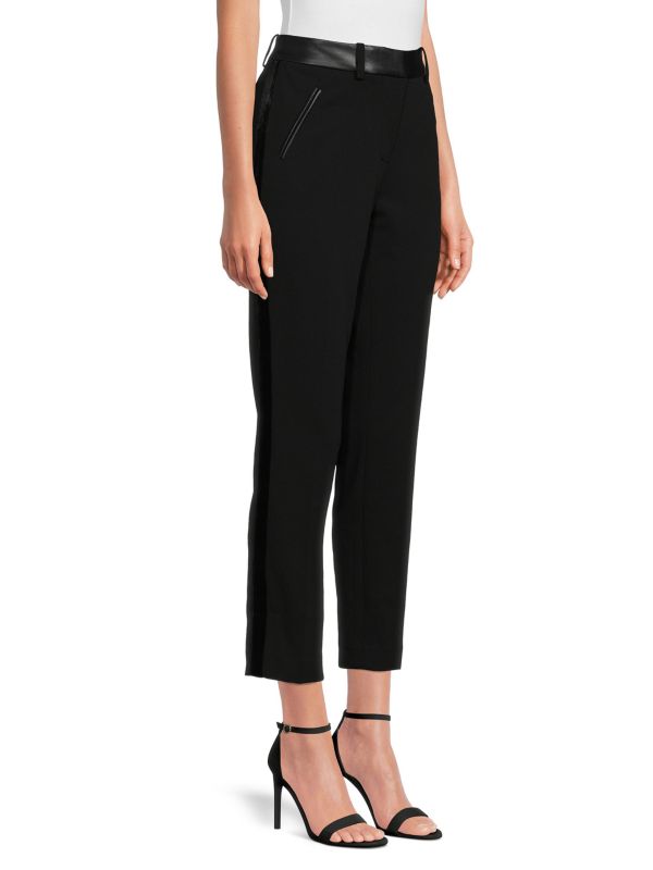 Karl Lagerfeld Paris Faux Leather Waist Ankle Pants