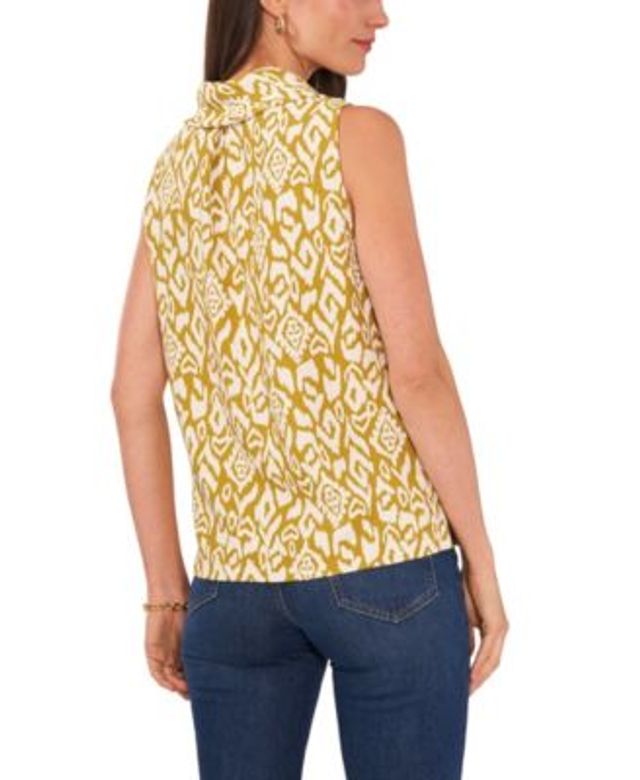 Vince Camuto Etched Geo Print Cowl Neck Top