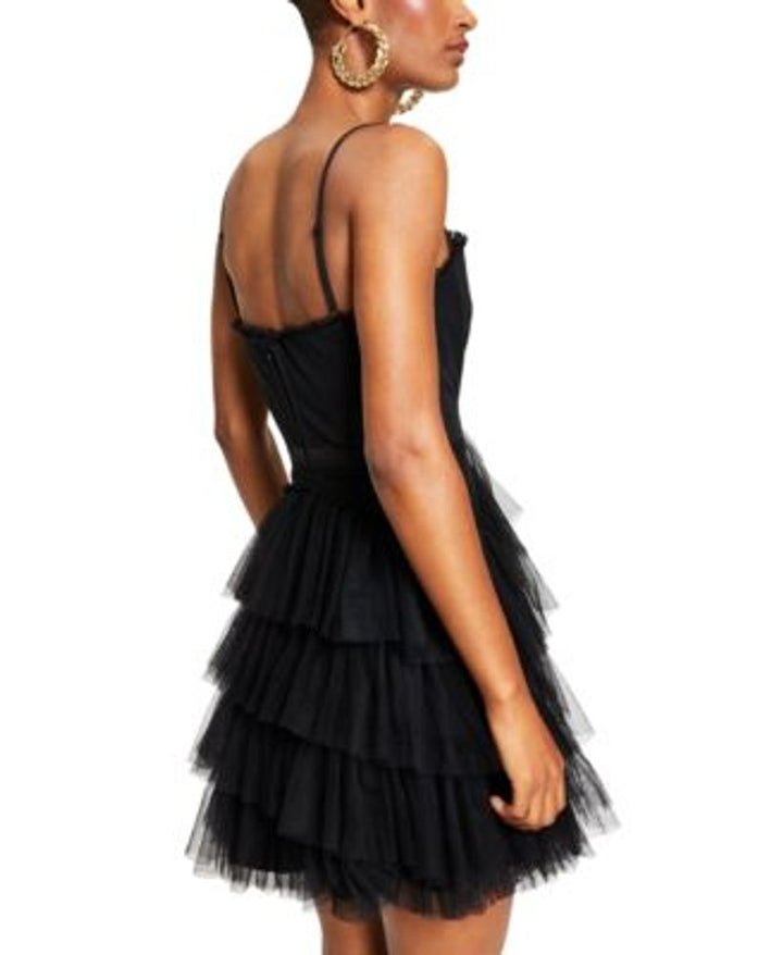 City Studio Junior's Mesh-Trim Corset Dress