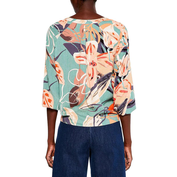 NIC+ZOE Artful Floral Tie Hem Top