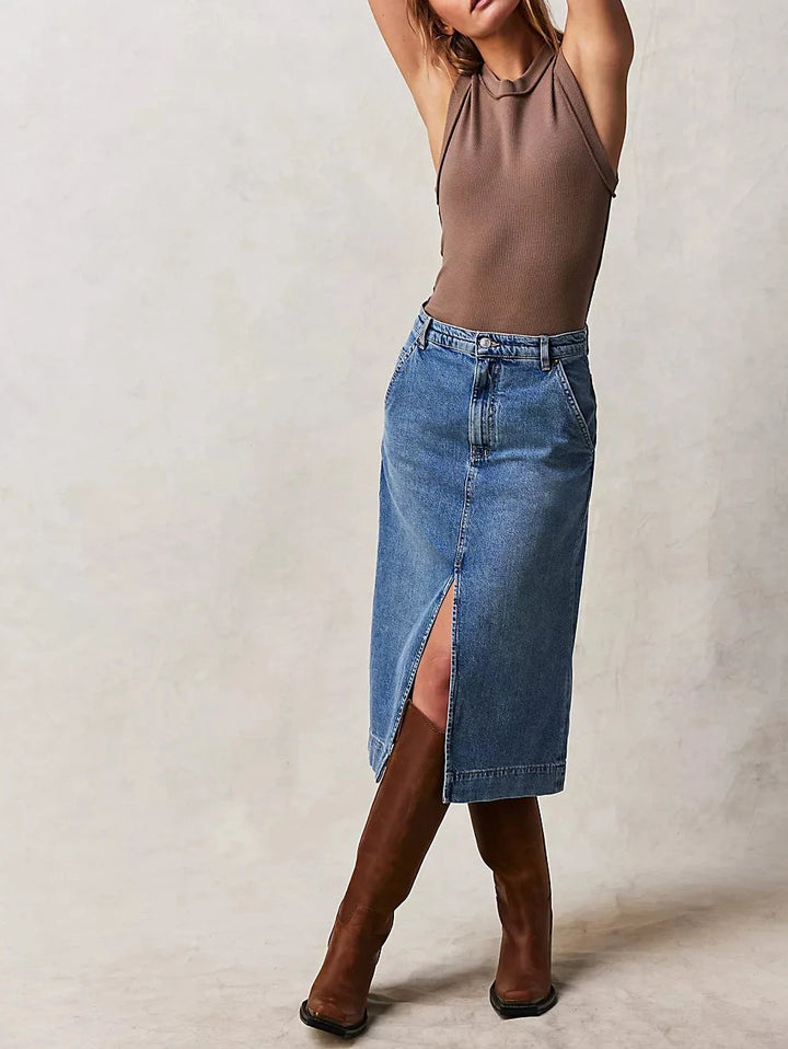 Free People Cotton Wild Roses Midi Skirt