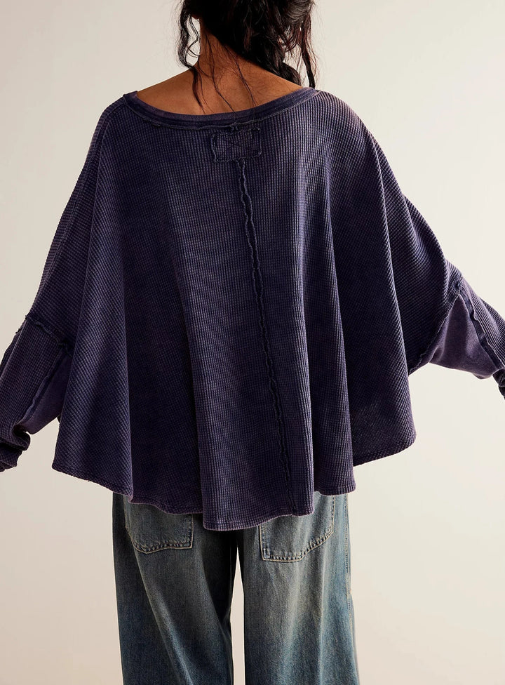 Free People Microphone Drop Waffle Knit Top