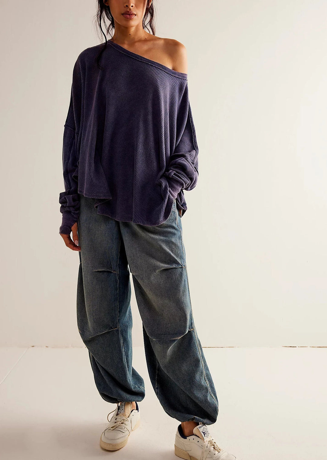 Free People Microphone Drop Waffle Knit Top