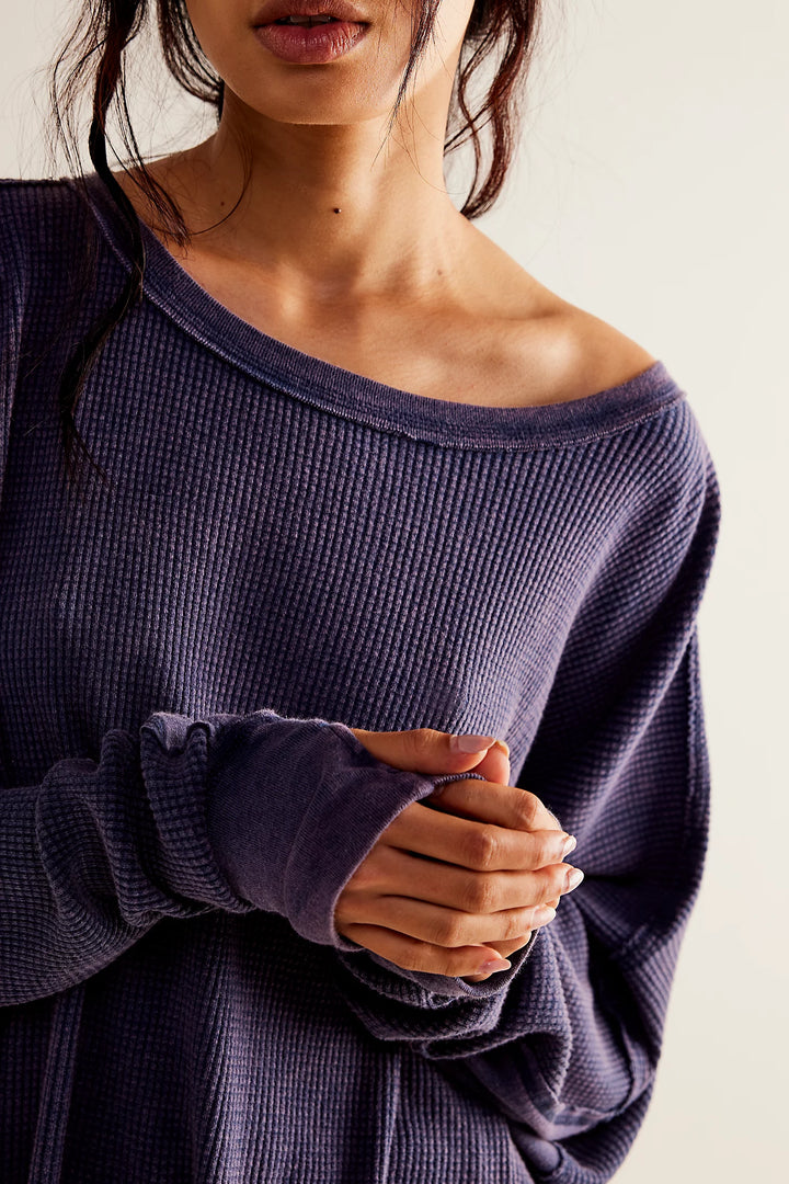 Free People Microphone Drop Waffle Knit Top