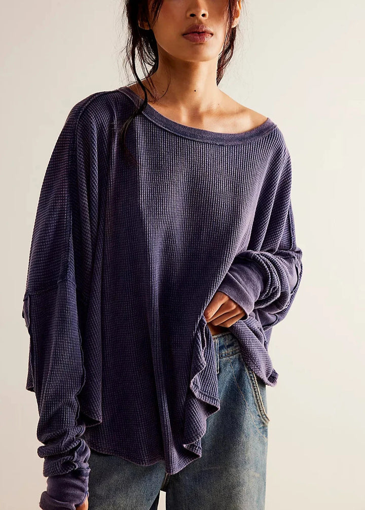 Free People Microphone Drop Waffle Knit Top