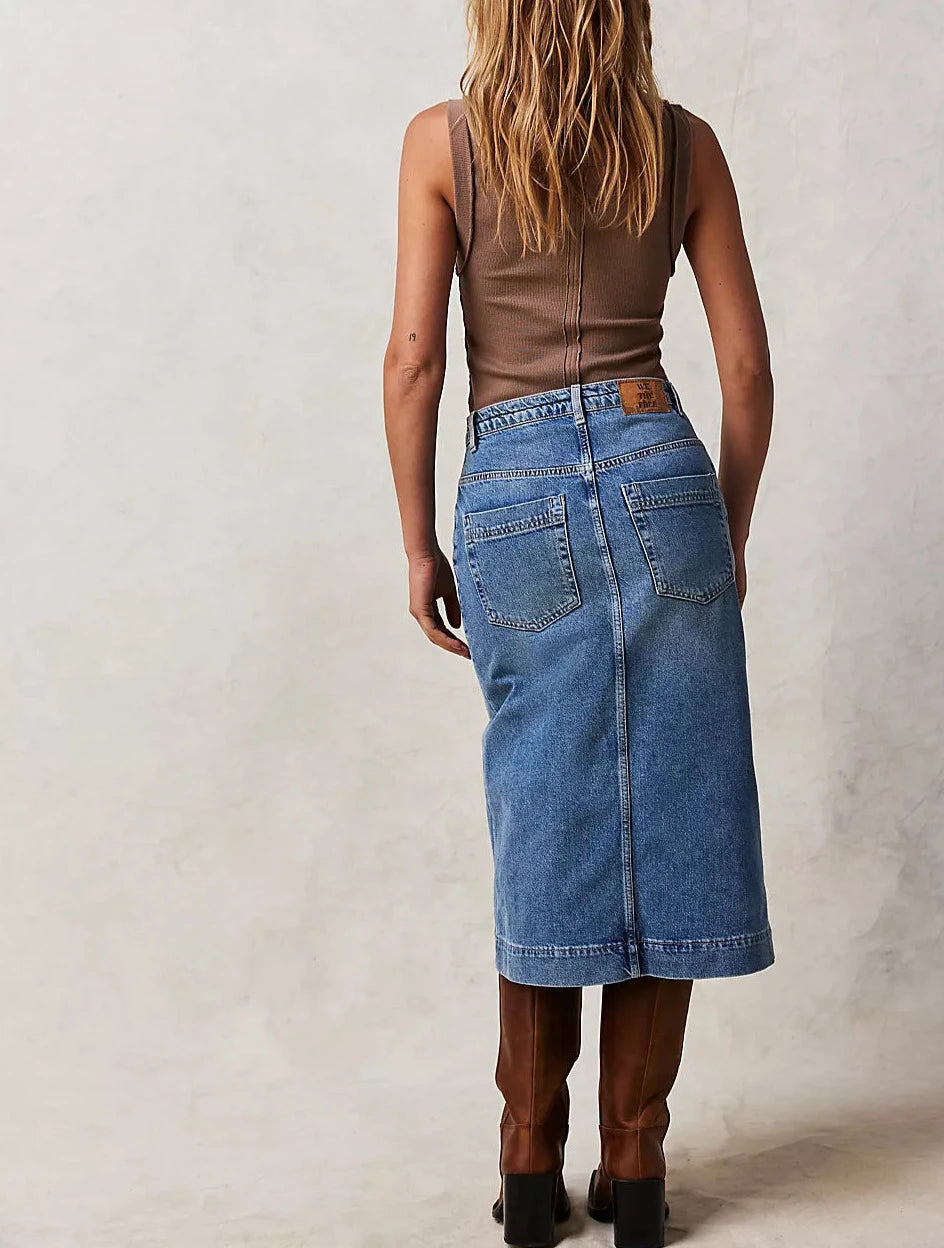 Free People Cotton Wild Roses Midi Skirt