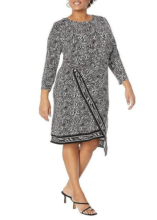 MICHAEL Michael Kors Zebra-Print Asymmetric Midi Dress