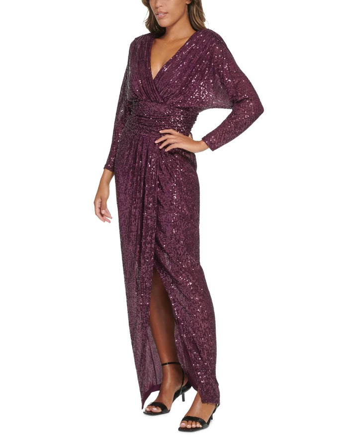 Calvin Klein Sequined Banded-Waist Evening Gown
