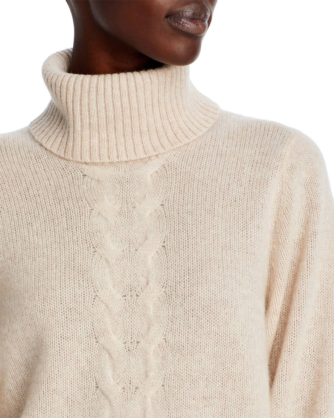 C by Cashmere Cable Knit Turtleneck Cashmere Sweater