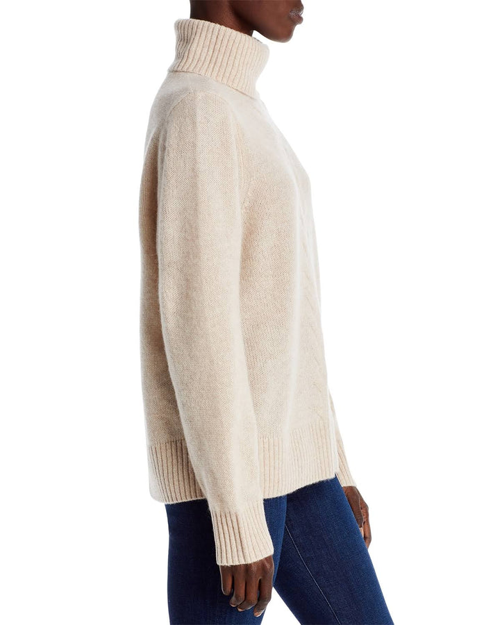 C by Cashmere Cable Knit Turtleneck Cashmere Sweater