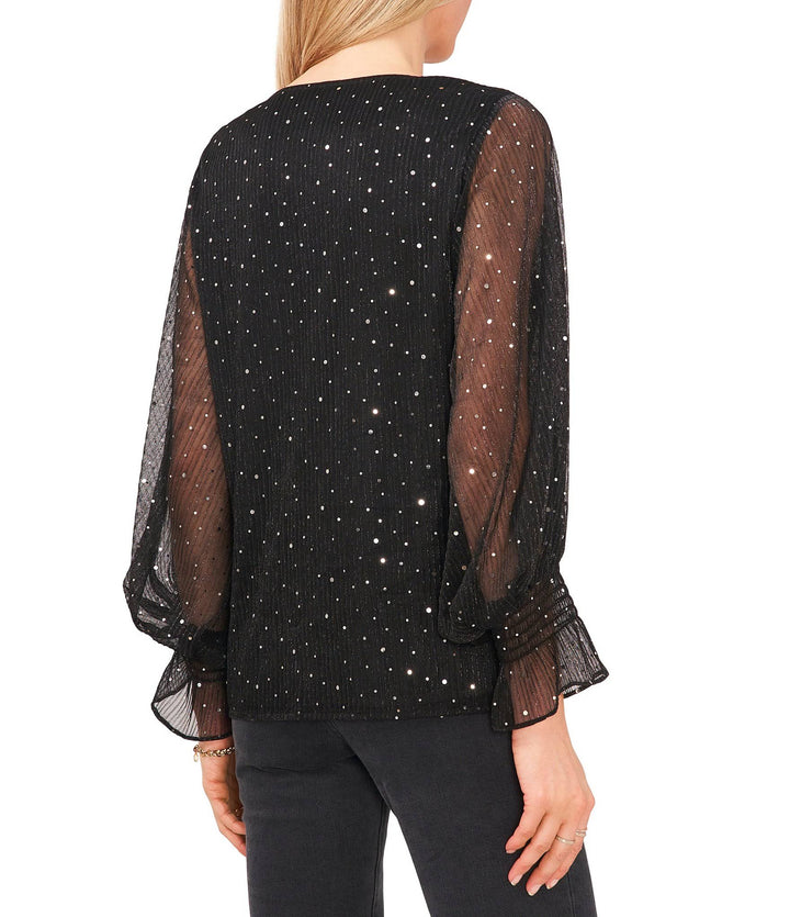 Vince Camuto Shimmer Dot V-Neck Blouse