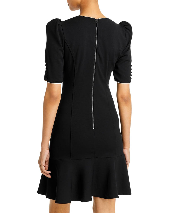 KARL LAGERFELD PARIS Scuba Crepe Flounce Hem Sheath Dress