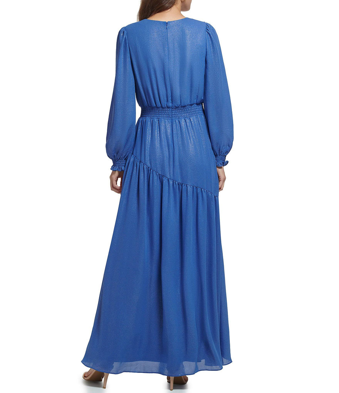 DKNY Smocked-Waist Long-Balloon-Sleeve Gown