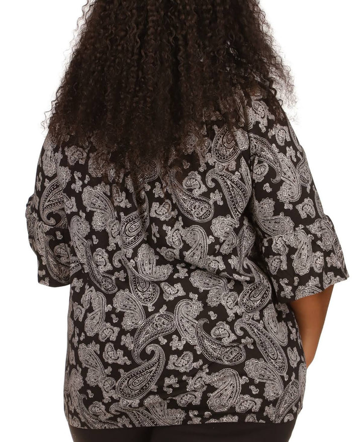 MICHAEL Michael Kors Plus Size Paisley-Print Flare-Sleeve Top
