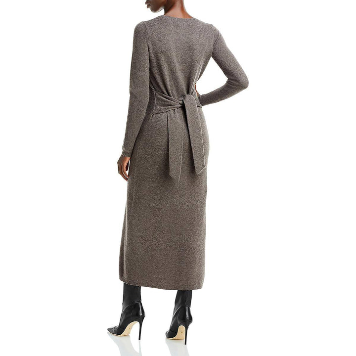 AQUA Cashmere Tie Waist Cashmere Midi Dress