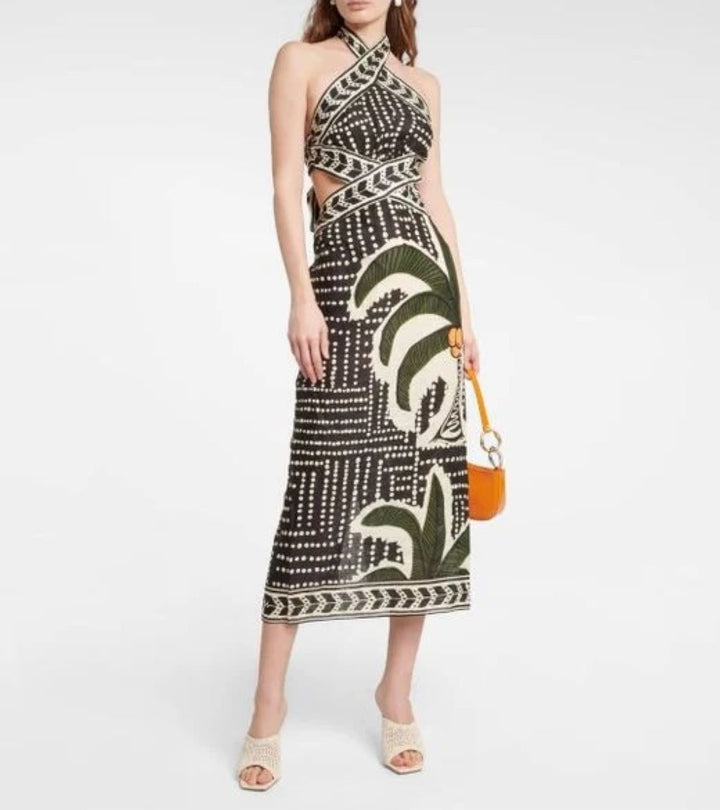 JOHANNA ORTIZ Heart Of The Jungle Printed Linen Midi Dress