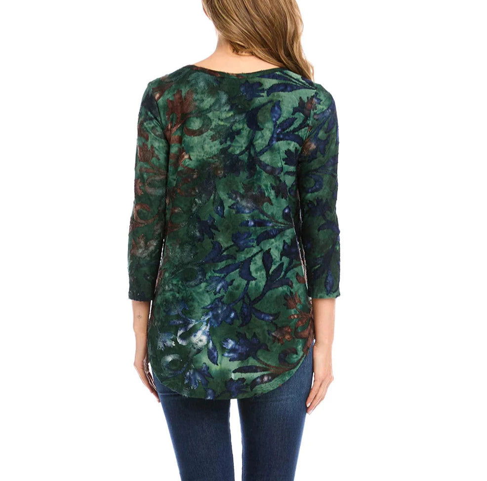 Karen Kane Tie Dye Burnout Top