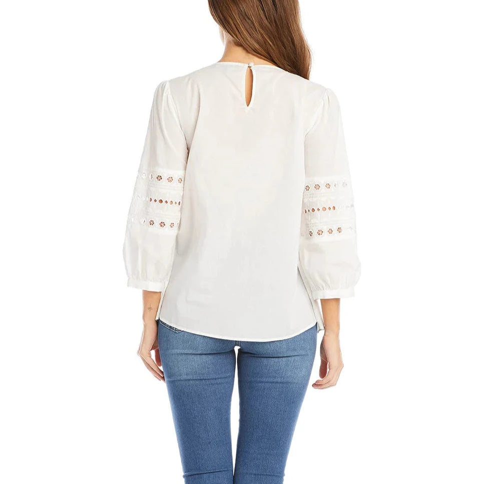 Karen Kane Embroidered Eyelet Top