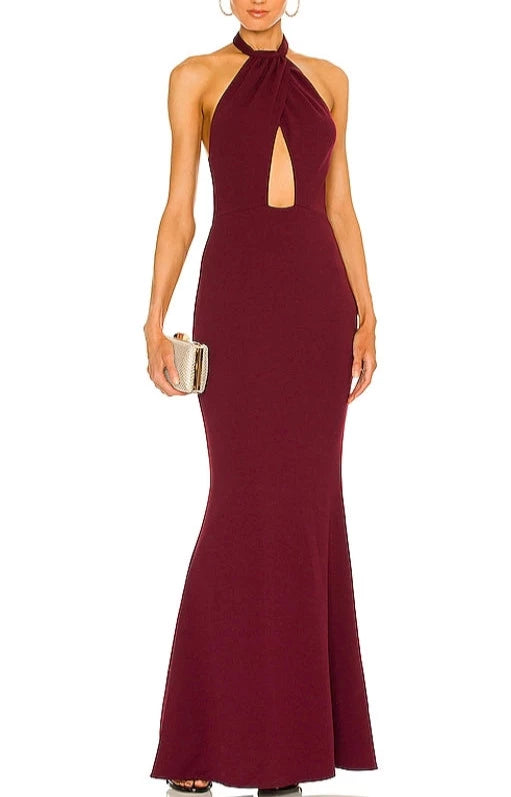 Katie May Petra Cutout Halter Gown