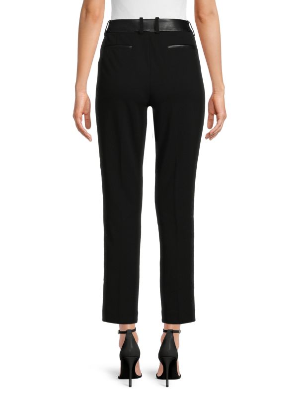 Karl Lagerfeld Paris Faux Leather Waist Ankle Pants