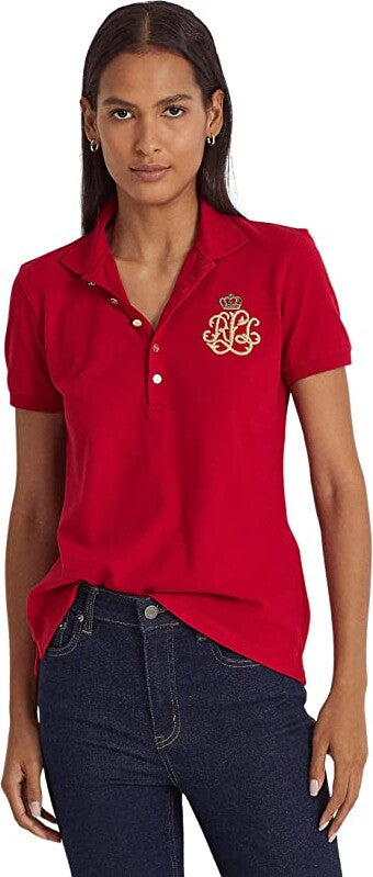 Lauren Ralph Lauren Women's Beaded-Crest Piqué Polo Shirt