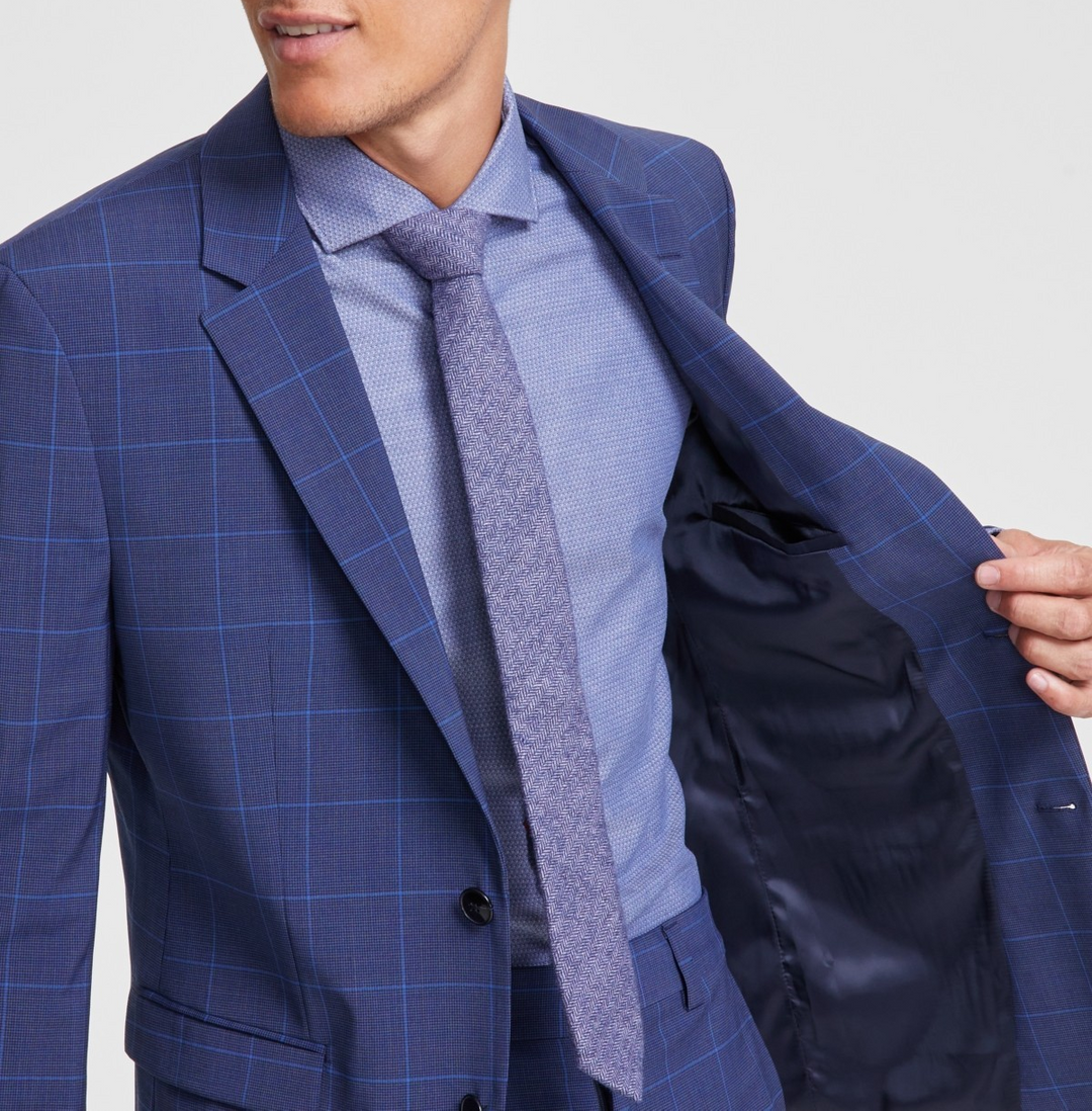 HUGO by Hugo Boss Modern-Fit Windowpane Check Suit Jacket MSRP $445