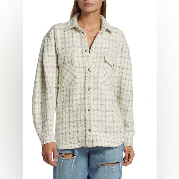 IRO Louana Plaid Tweed Shirt