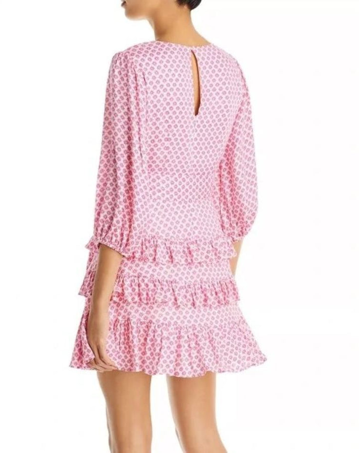 AQUA Printed Tie Waist Mini Dress