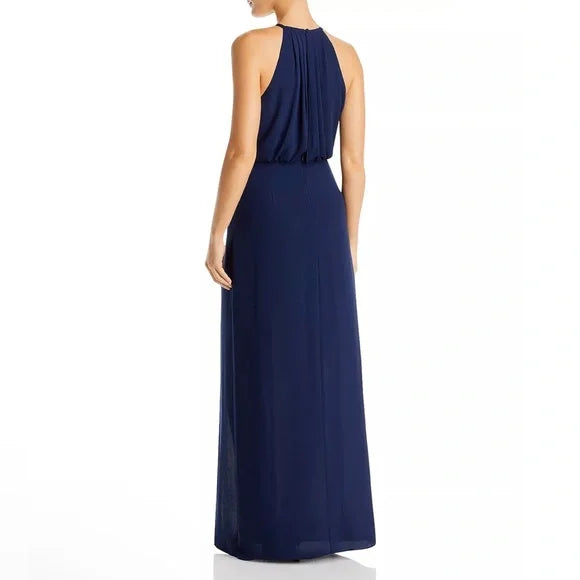 BCBGMAXAZRIA Draped Necklace Halter Gown