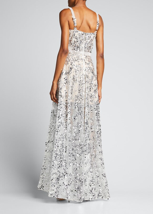 BRONX AND BANCO Midnight Gold Sequin Sweetheart Gown