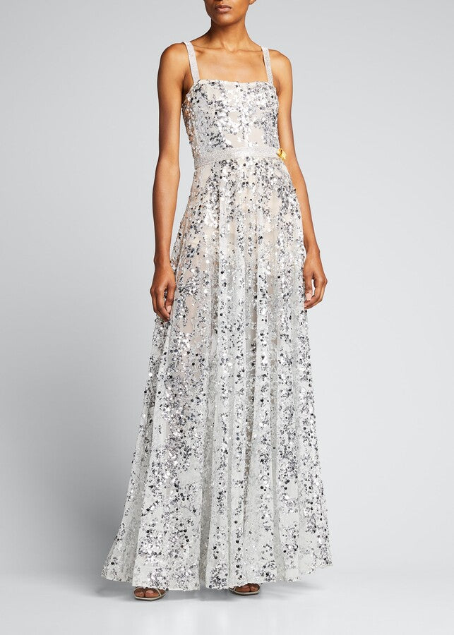 BRONX AND BANCO Midnight Gold Sequin Sweetheart Gown