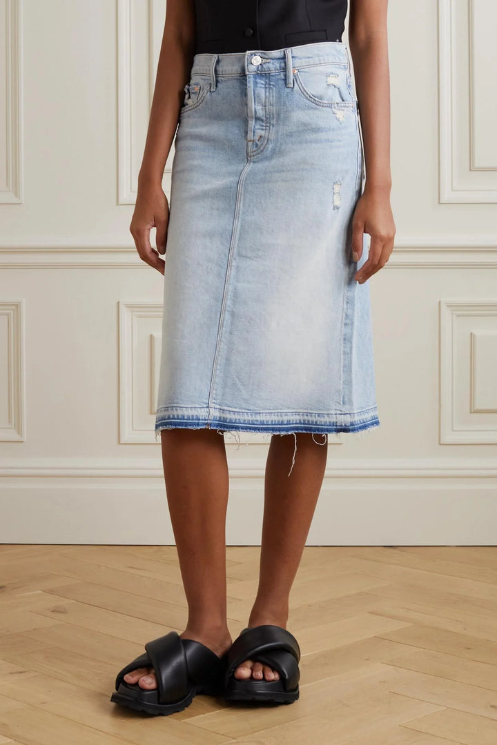 MOTHER Vagabond Midi Denim Skirt