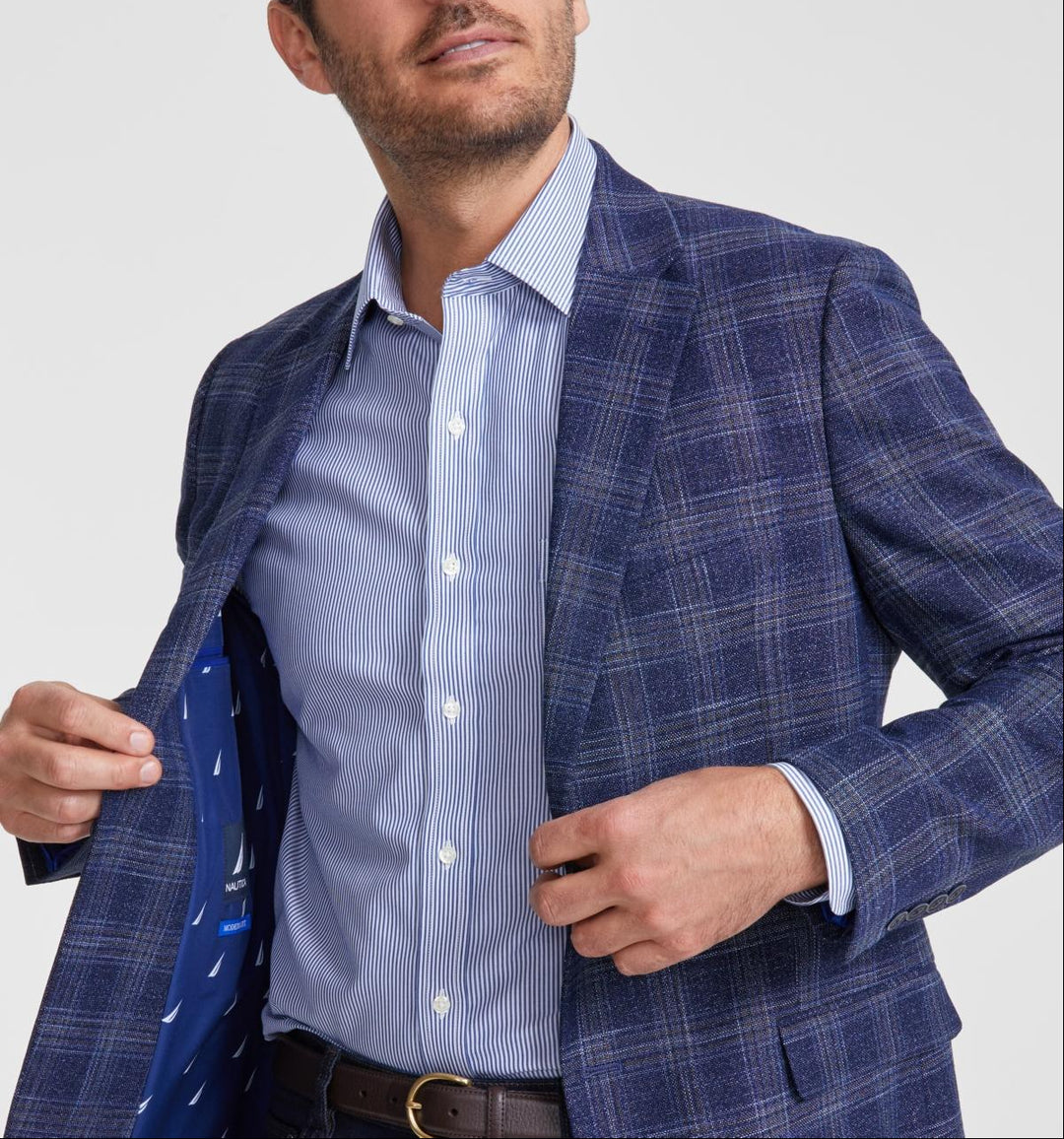 Nautica Men Modern Fit Plaid Blazer