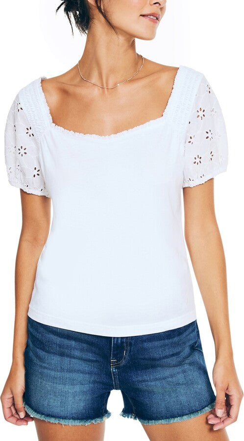 Nautica Smocked Sweetheart Top