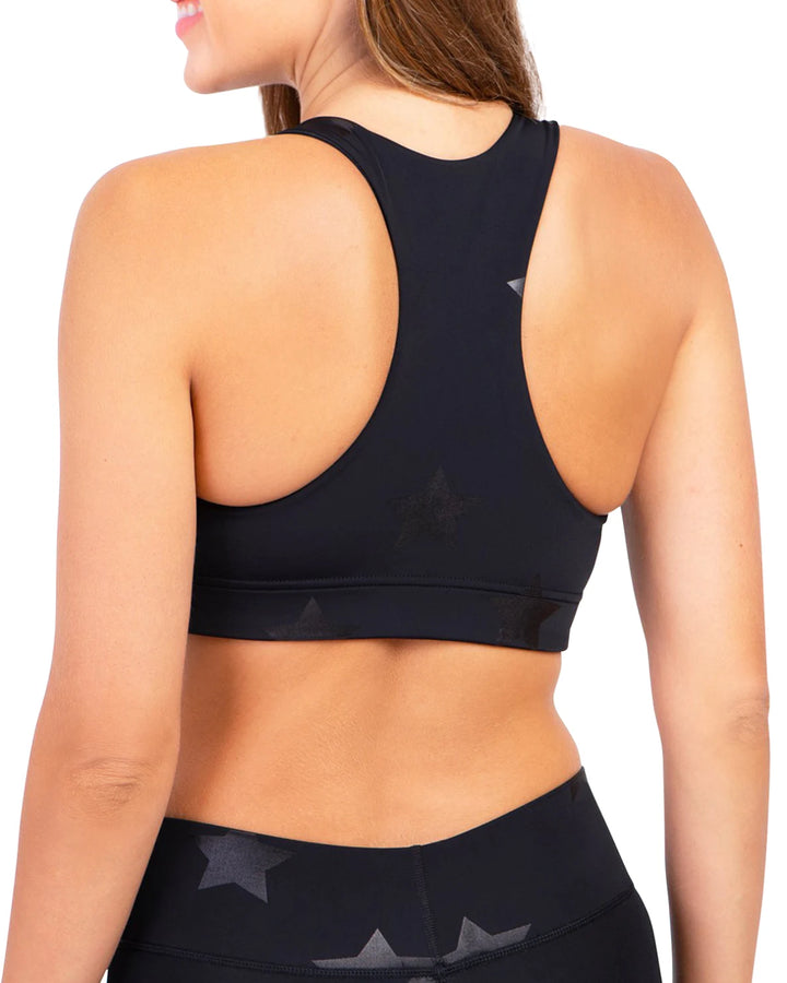 Terez Black Tonal Star Foil UpLift Sports Bra